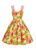 50ér kjole/Swingkjole - Vibeke - kjole med tropisk frugt